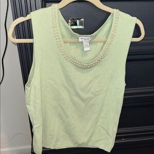 RAFAEL Green Embellished Sleeveless Tank Top